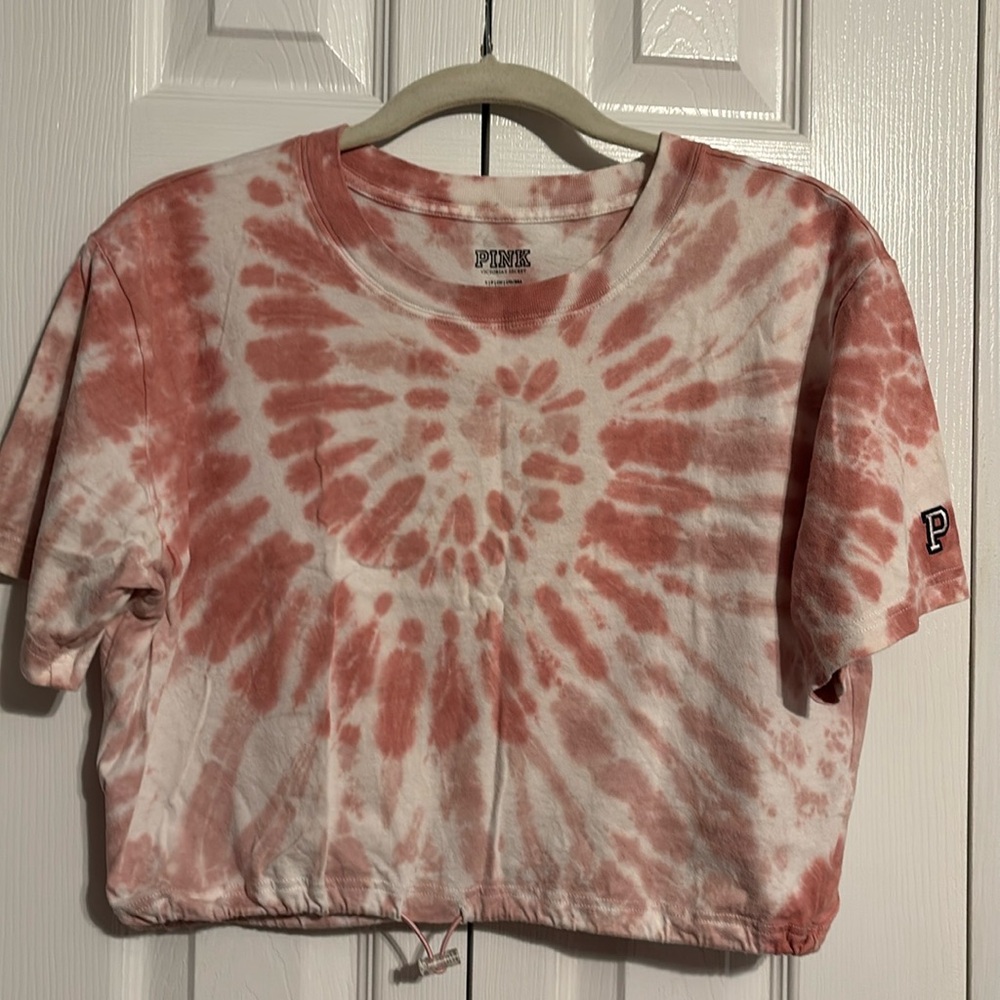Victoria's Secret PINK short sleeve crop tie dye shirt size small NWOT